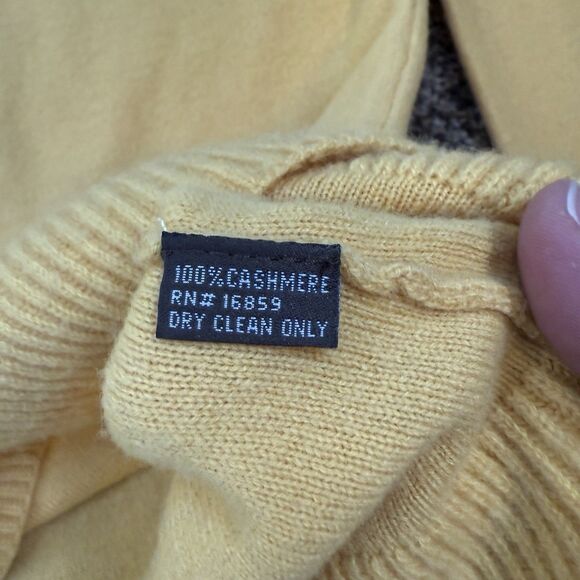 J.McLaughlin Women's 100% Cashmere Mustard Yellow Sweater Womens Large Flutter - Picture 4 of 11